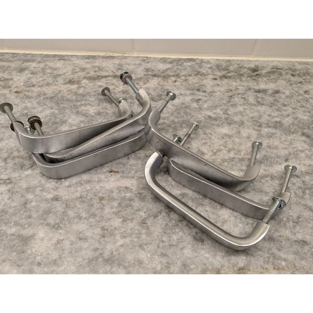 Reclaimed Vintage Brushed Aluminum Metal Drawer or Cabinet Pulls 6pcs‎